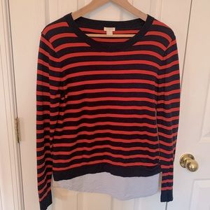 J Crew Red and Navy Striped Sweater Size M